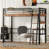 Bellemave® Metal Loft Bed with Built - in Desk, Storage Shelf and Ladder - Bellemave